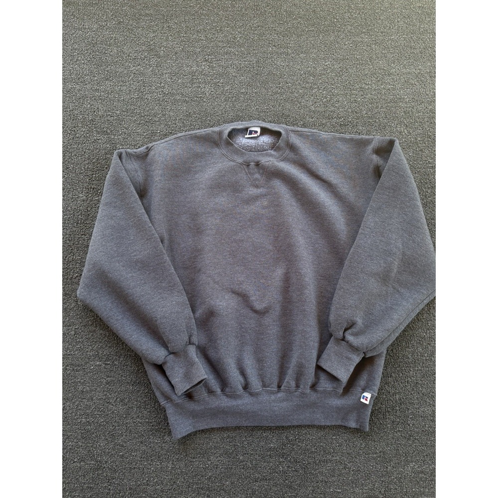 Vintage Russell Athletic Blank Crewneck Sweatshirt — Made in USA — Charcoal Gray